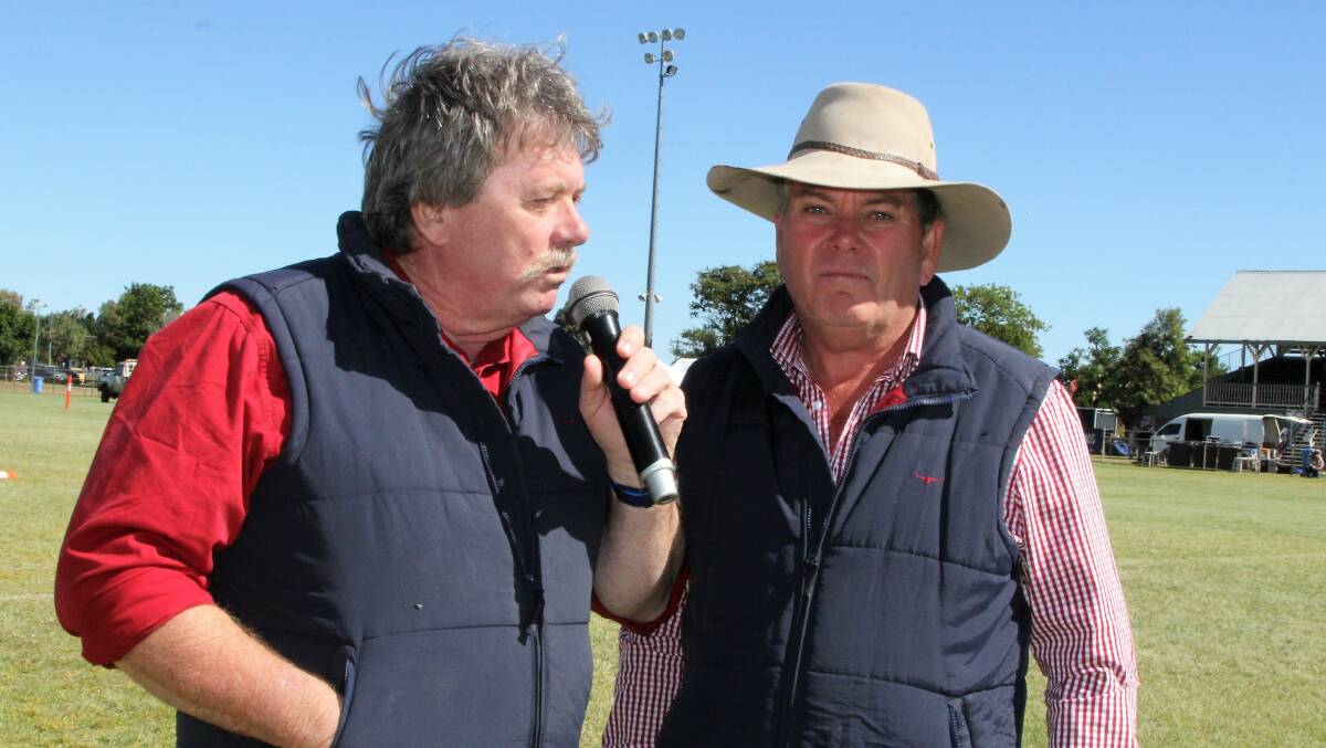 Announcer Neil Stewart reintroduced Larry Lewis to his old stomping ground of Barcaldine at their annual show.