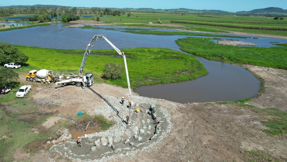 A fishway under construction on the Bradford property, south of Mackay.