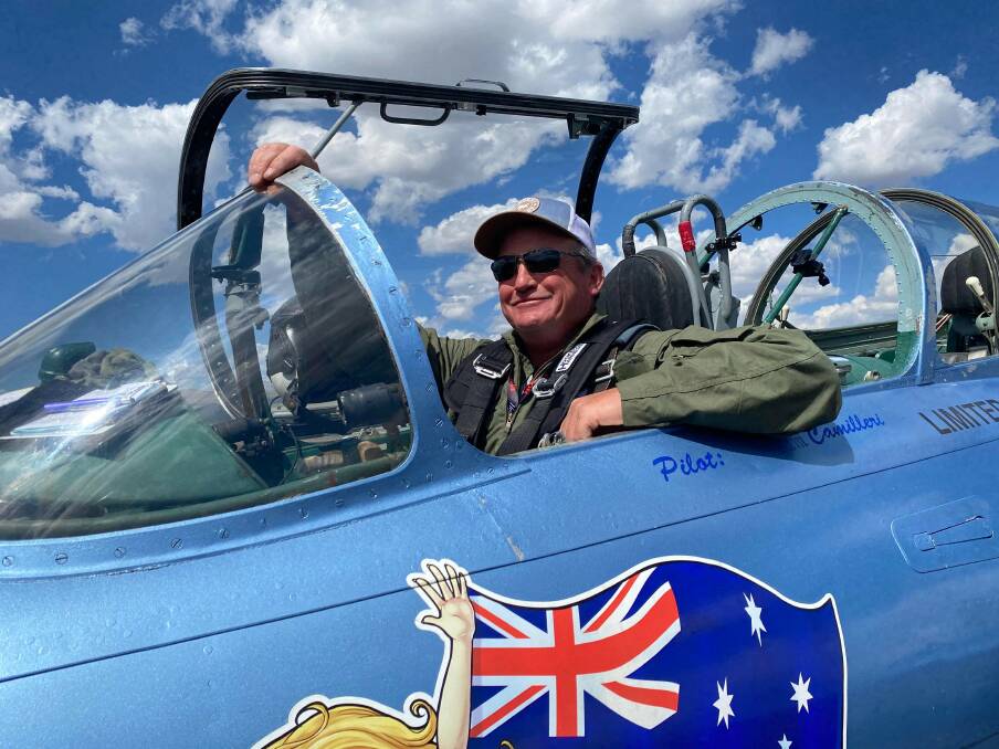 George Ryan, 54, in the cockpit of Miss Independance, the jet he flew in the US air race championships in Nevada. Picture supplied.