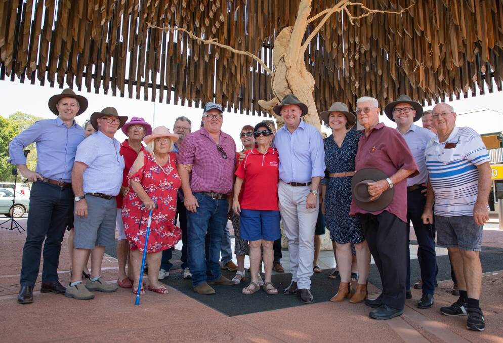 Members of the Barcaldine ALP branch turned out to greet Anthony Albanese, ALP Senators and shadow ministers when they paid homage at the Tree of Knowledge. Photos supplied.