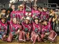 The victorious PBR Queensland State of Origin team cheering its third series win in a row. Pictures: PBR