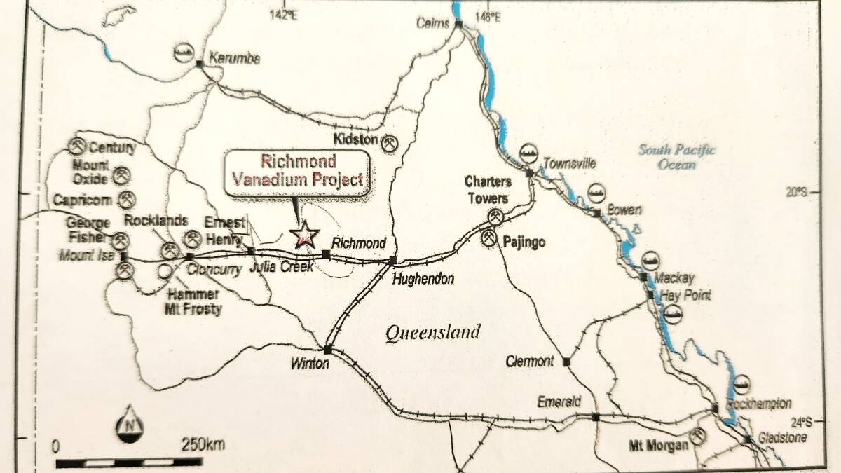 The location of the Richmond Vanadium Project.