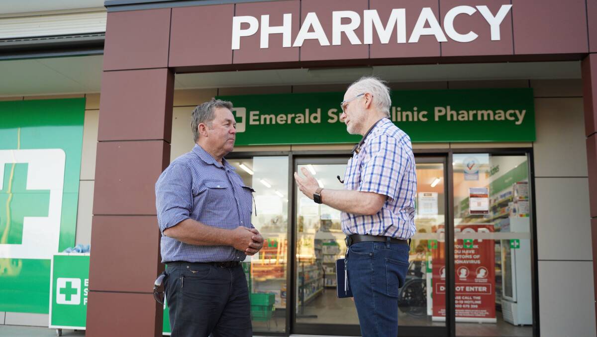 Flynn MP Colin Boyce with Dr Ewan McPhee at Emerald. Picture: supplied
