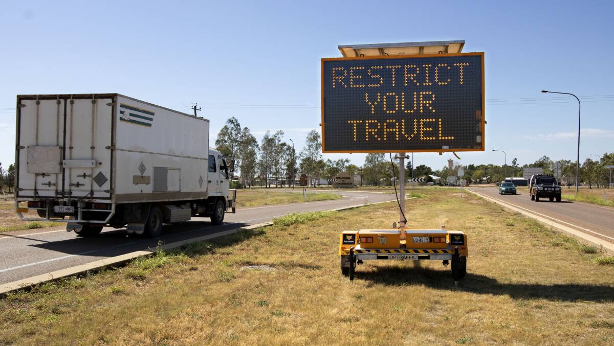One of the roadside variable messaging signs erected by the Longreach Regional Council at an entrance to Longreach. Picture - Longreach Regional Council.
