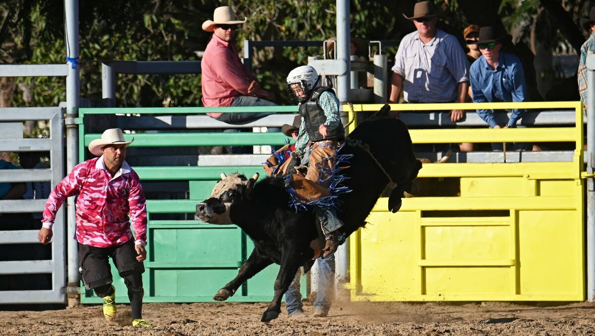 Riley in action in a junior bull ride. Picture supplied by LifeFlight.