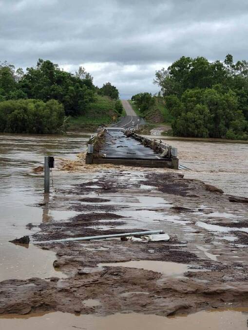 Another view of the damage to the bridge across the Bowen River. Picture: Daryl Walsh
