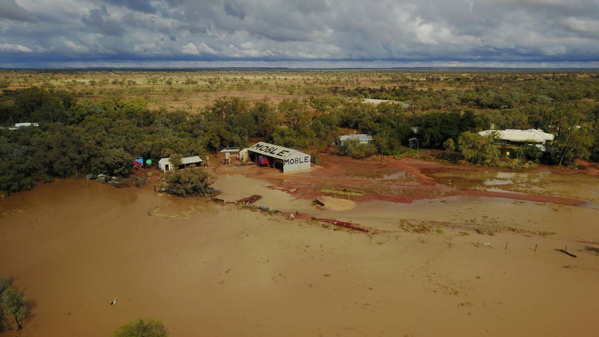 The ground around Moble homestead at Quilpie was a mud-puddler's delight on Friday morning. Picture - Brian Rutledge.