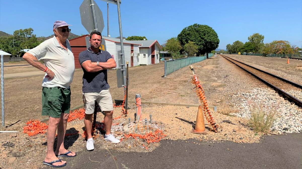 Hinchinbrook MP Nick Dametto during an inspection of Cardwells Brasenose Street level crossing with local resident Ken Winkley in December 2019.