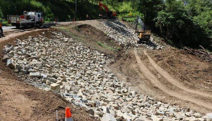 Over 2000 tonnes of rock has been added to the embankment at one site.