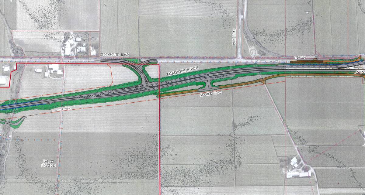 A concept drawing of the proposed crossing of the Walkerston Bypass Road scheduled to begin construction in mid-2021.