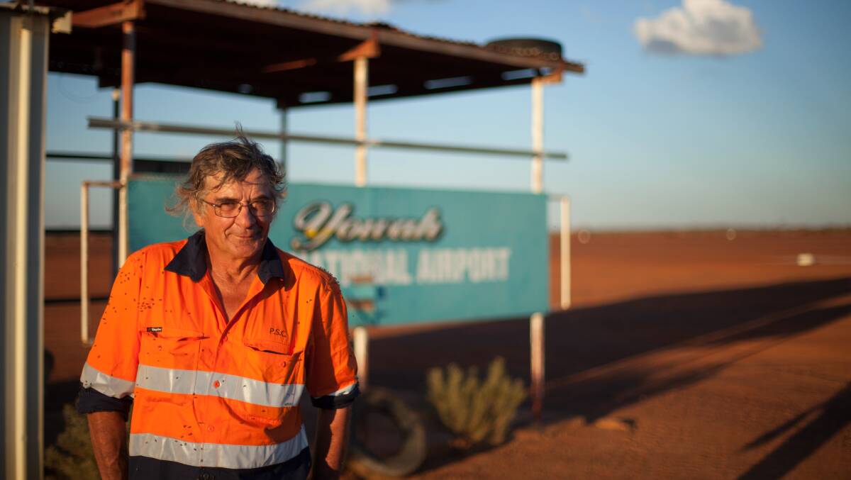 Scott Shorten at the Yowah airport, where he collects RFDS crew for fortnightly clinics.