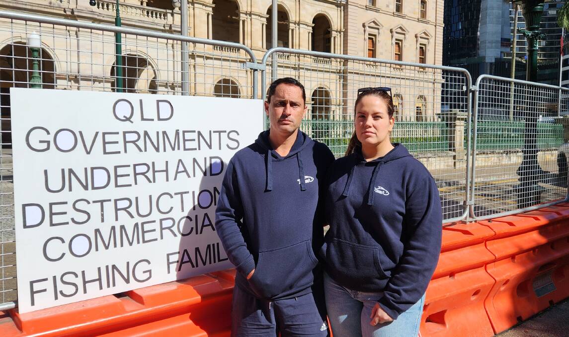 Brisbane rally organisers Lucas Dansie and Steph Moore outside Parliament House in Brisbane. Picture supplied.