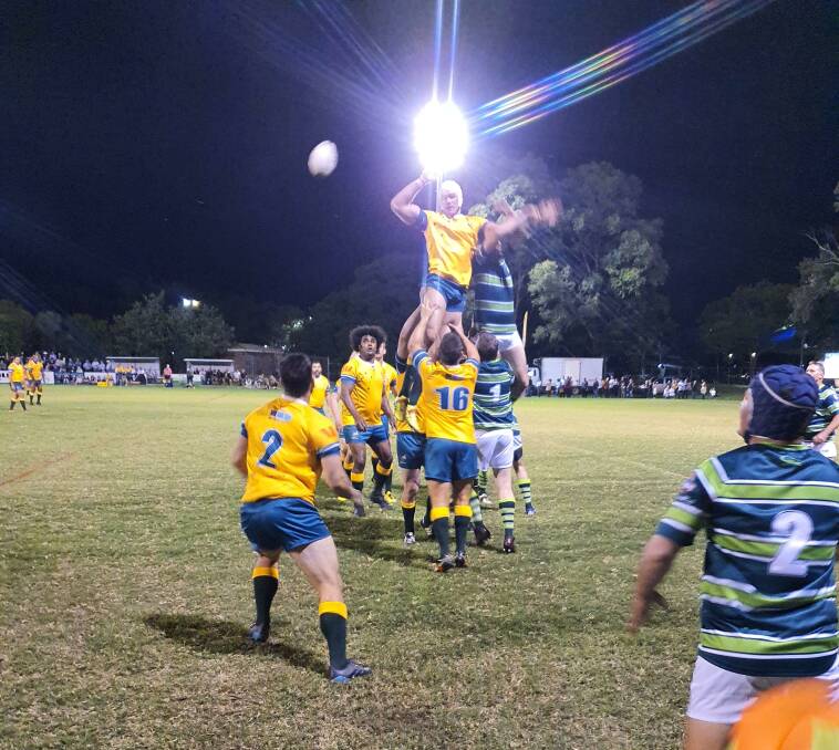 SO CLOSE: The Beef Barbarians just fail to retain possession of the football after a lineout.