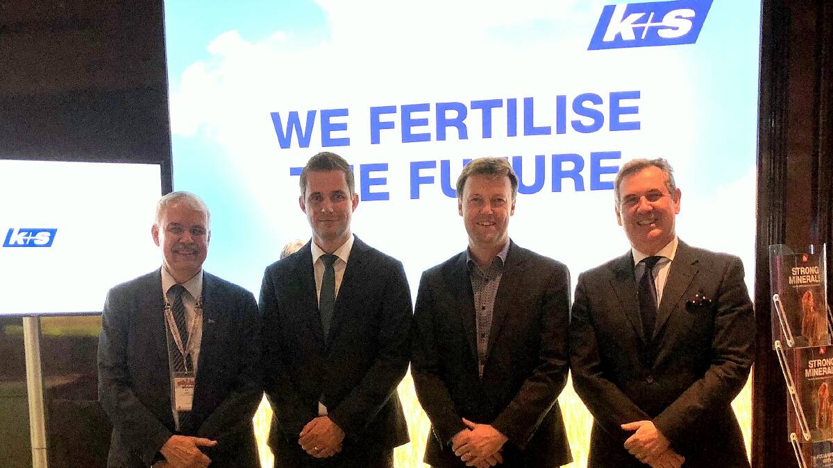 K&S Asia-Pacific chief executive officer Alexander Baart (left), Kalium Lakes managing director Brett Hazelden, K&S director fertiliser sales Americas and Asia Pacific Marc Gronemeier and Kalium Lakes marketing manager Phil Nixon after the signing of a terms sheet in Berlin for a pending off-take, distribution and sales deal.