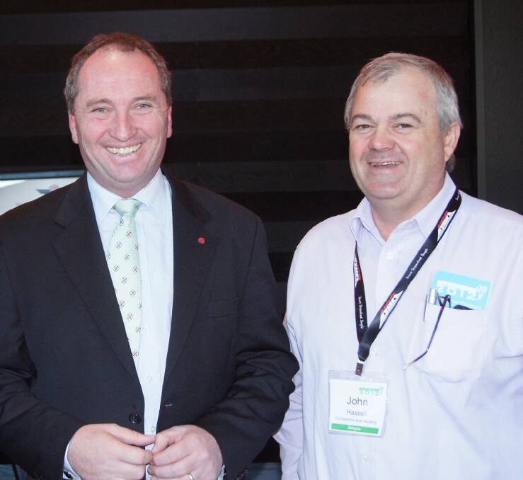 Nationals leader Barnaby Joyce and his party's O'Connor candidate John Hassell.