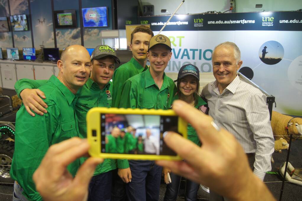 Malcolm Turnbull talking up agriculture's future at the Farm of the Future pavilion today at the Sydney Royal Show.