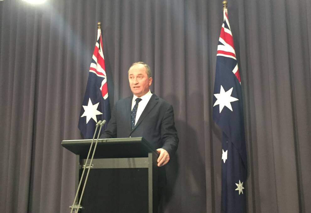 Barnaby Joyce facing media questions in Canberra today.