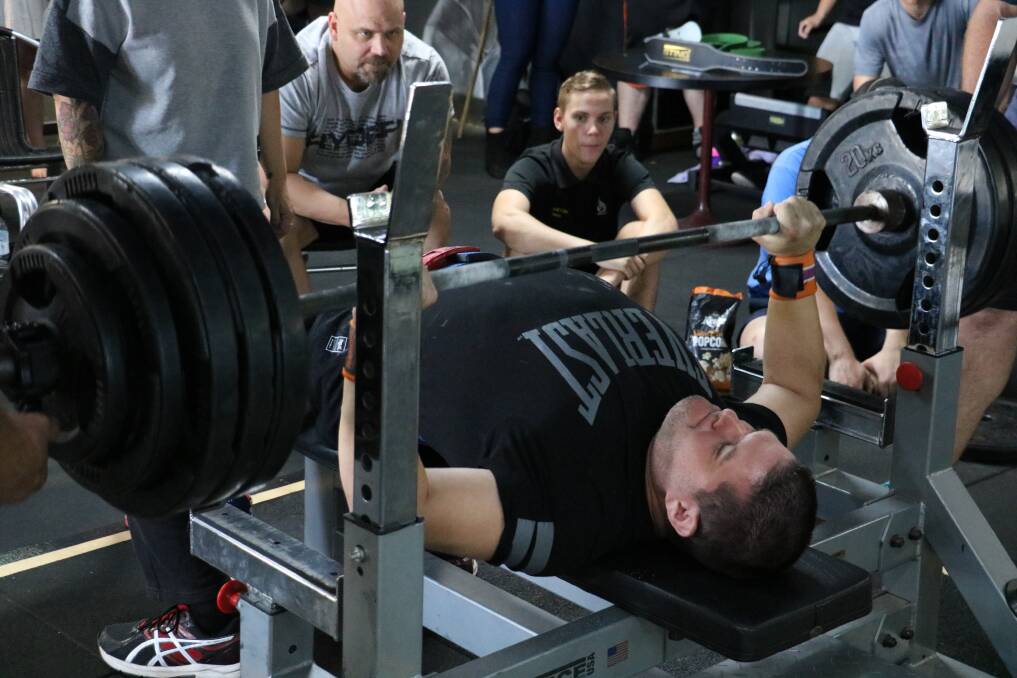 BENCH PRESS: Powerlifter, paramedic and Push/Pull event organiser, Scott Jones, won the men's bench press by pressing an impressive 170kg. Photo: supplied