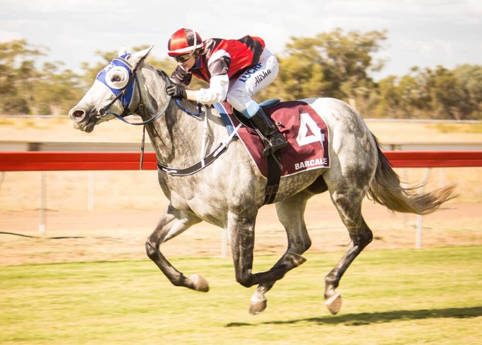 WINNER: Barcaldine apprentice Alisha McDonell rides 4YO gelding Silver Fox trained by Todd Austin  to success in a 1200m QTIS Maiden Plate at Barcaldine on Saturday, May 5. Picture: Supplied by Racing Queensland.