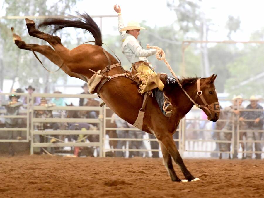 Tom Kerr from Tumut, NSW in action at Nebo Rodeo. 