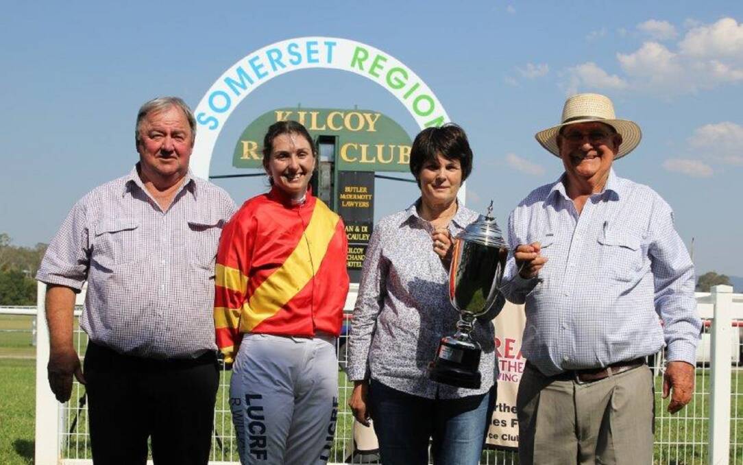 This year's Cannonball Series final was won by Zouzoukakia.
Pictured at the presentation are (from left) trainer Kevin Kemp, jockey
Rebecca Williams and Jenny and Con Searle (owner).