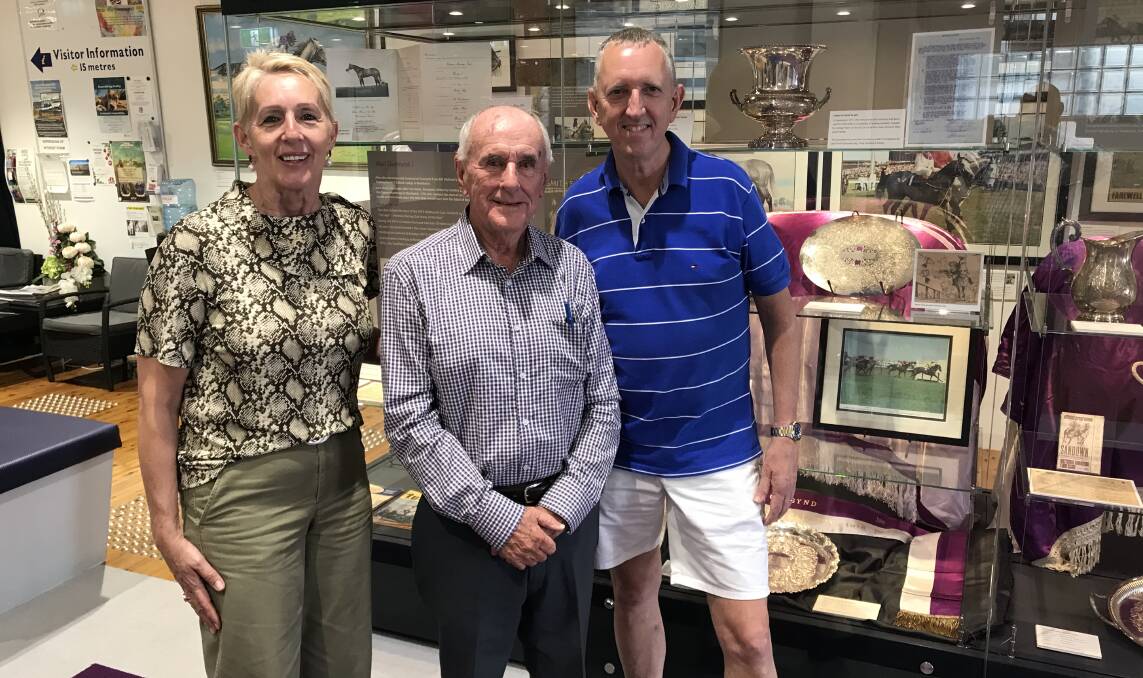 Peter and Patty Tighe with Phil Percival (centre) at Gunysnd Museum, Goondiwindi.