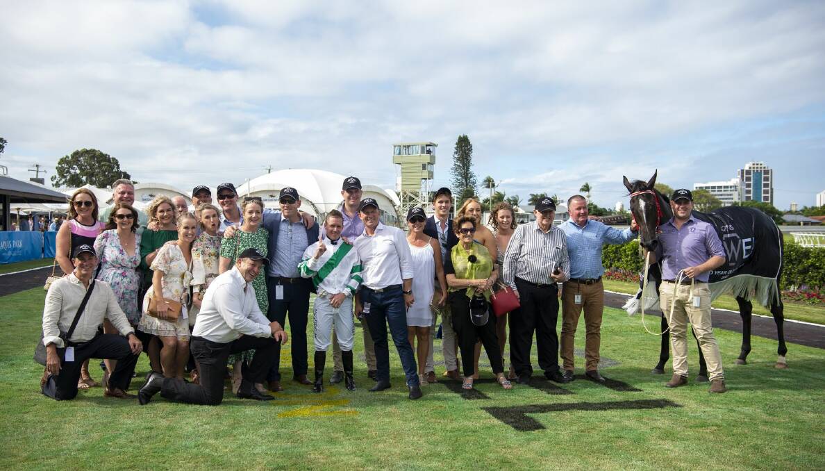 Toowoomba filly Kisukano and her many connections after the filly won this year's QTIS Jewel for 2YOs at the Gold Coast. The raceday will again be a feature event on the 2020/21 Queensland racing calendar. Picture: Magic Millions
