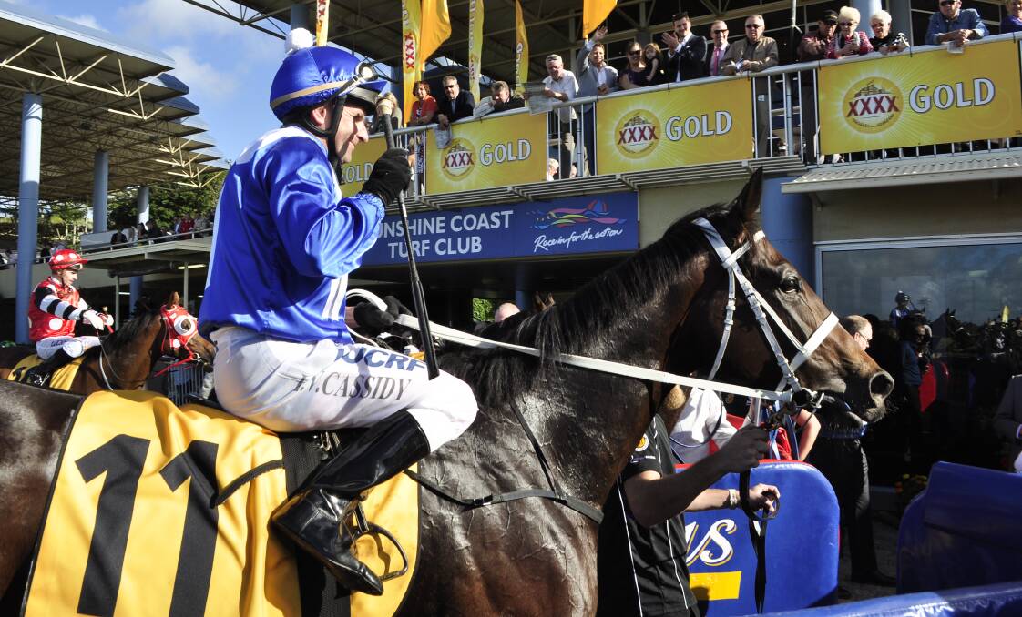 Future world champion racehorse Winx with jockey Larry Cassidy after victory in the 2015 Sunshine Coast Guineas. The win began a winning sequence of 33 races until her retirement in April 2019. The race has now been renamed the Winx Guineas in her honour. Picture: Racing Queensland 