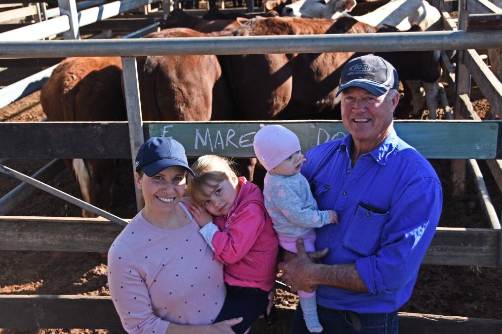 Meika, Elly, Lara and Gavin Burey, Maree Downs, Muckadilla, sold eight steers, which were owned by Mr Burey's four granddaughters. 