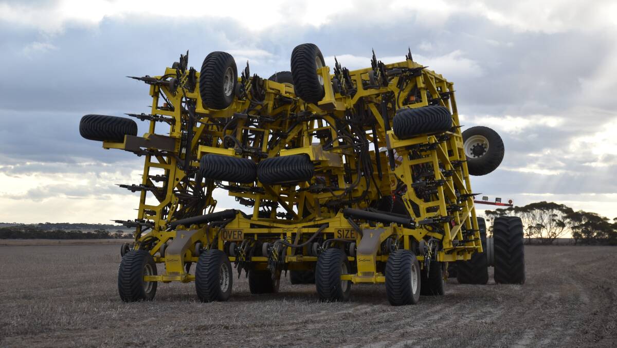 ROADWORTHY: The new Storm Seed seeding bar folds up to 7.5 metres wide for transport. 