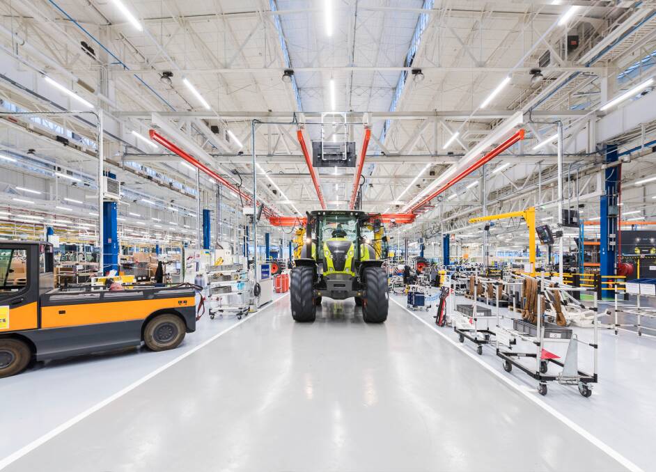 CLAASY FACTORY: A new tractor on the assembly line of the revamped Claas factory in Le Mans, France. 