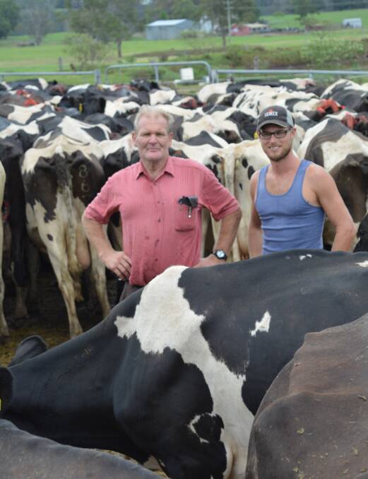 Wingham milk producers, father and son Peter and David Brown.
