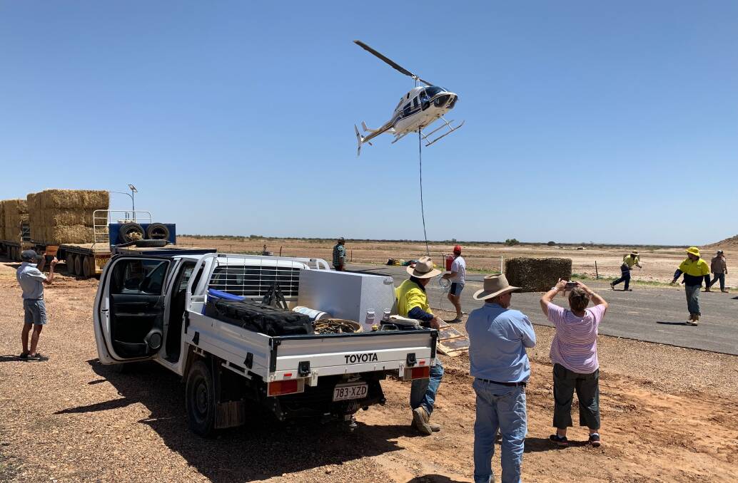 Fodder drops begin outside of Winton on Sunday morning. PHOTO: Rural Aid.