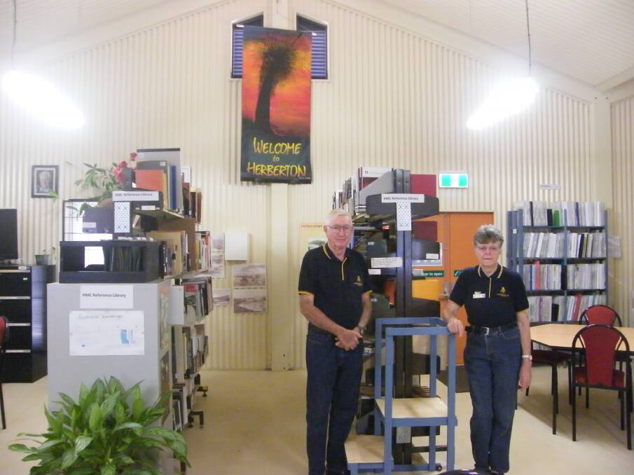 Herberton historians Ivan and Mary Searston inside the public research room at the Herberton Mining Museum. Photo: Ian Searston