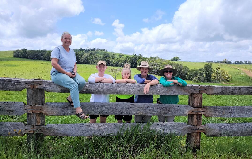 Property Overhaul: Tash, Fern, Flynn and John MacPherson at their Malanda farm with Terrain NRM's Vanessa Drysdale. Photo: Supplied 