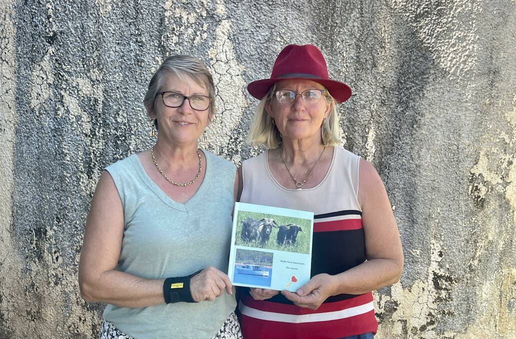 Mackay-region goat breeders Diana Barfield and Louise Drew are among the many Colonial Percy Island goat advocates. Picture: Ben Harden 