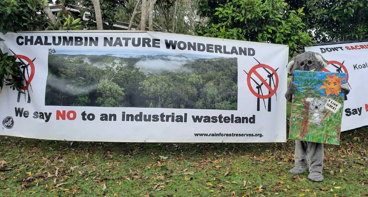 The 'Keep Chalumbin Wild' activist group voiced their opposition against the 86-turbine Chalumbin wind farm, alongside Katter's Australian Party MPs Bob Katter and Shane Knuth, in Ravenshoe in May, 2023. Picture: Keep Chalumbin Wild Facebook 