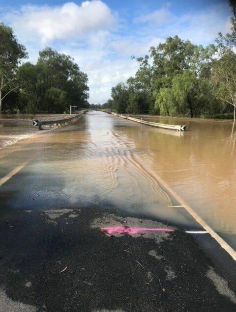 FLOODING: The Gregory Highway at Theresa Creek, north of Emerald is currently closed to all motorist. Picture: CH Police