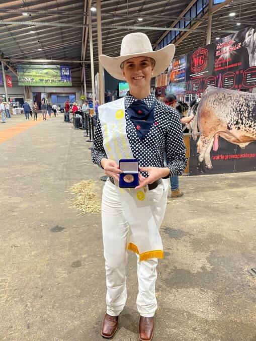Former Tully State High student Maya Threlfall, 19, placed third at the national beef cattle parader competition held at the Sydney Royal Easter Show last Friday. Photos: Supplied 