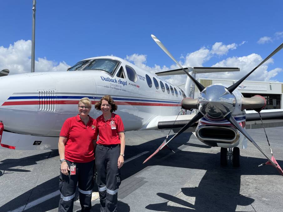 The Royal Flying Doctor Service is honouring the dedication of two flight nurses, Maree Cummins and Susan Markwell, who have each put in 30 years with the service. Picture: RFDS.