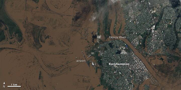 The Advanced Land Imager (ALI) on NASAs Earth Observing-1 (EO-1) satellite captured this image of Rockhampton on January 9, 2011. 