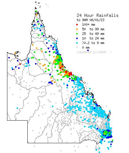 Queensland's 24-hour rainfall as of 9am Friday. Map: BoM 