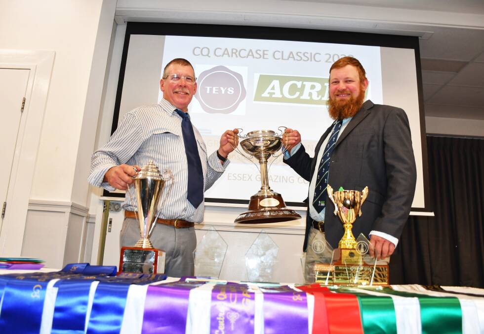 Middlemount graziers Peter and his son Matthew Quinn, Essex Grazing Co took home a swathe of broad ribbons and trophies. Picture: Ben Harden 
