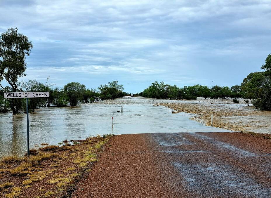 Widespread thunderstorms across the central west interior brought significant rainfall to the region, causing minor flooding at Wellshot Creek, near Longreach on Wednesday morning. Photo: Frank Standfast 