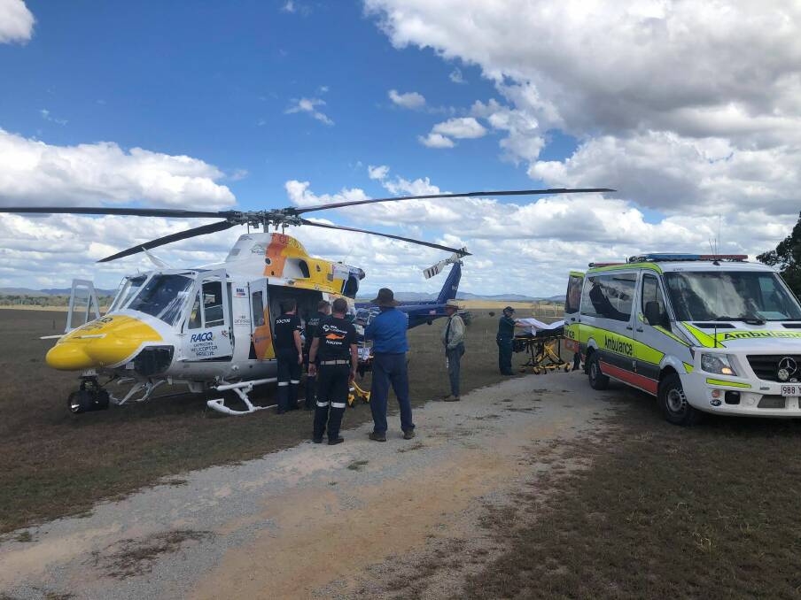 RACQ Capricorn Rescue was tasked to a private residence in the
Mount Alma vicinity following reports an elderly patient had sustained injuries following a quad bike accident. Picture: RACQ Capricorn Rescue 