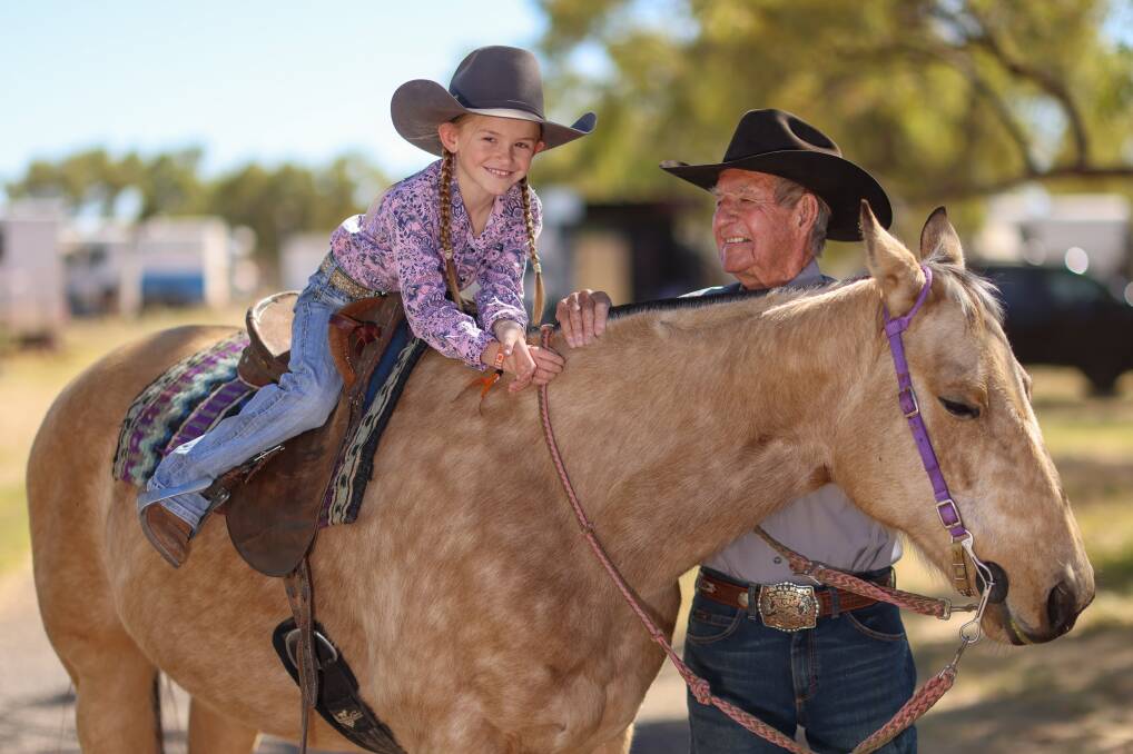Isa Rodeo's youngest competitor Katy Pierce, 8, and oldest competitor Bob Holder, 92. 