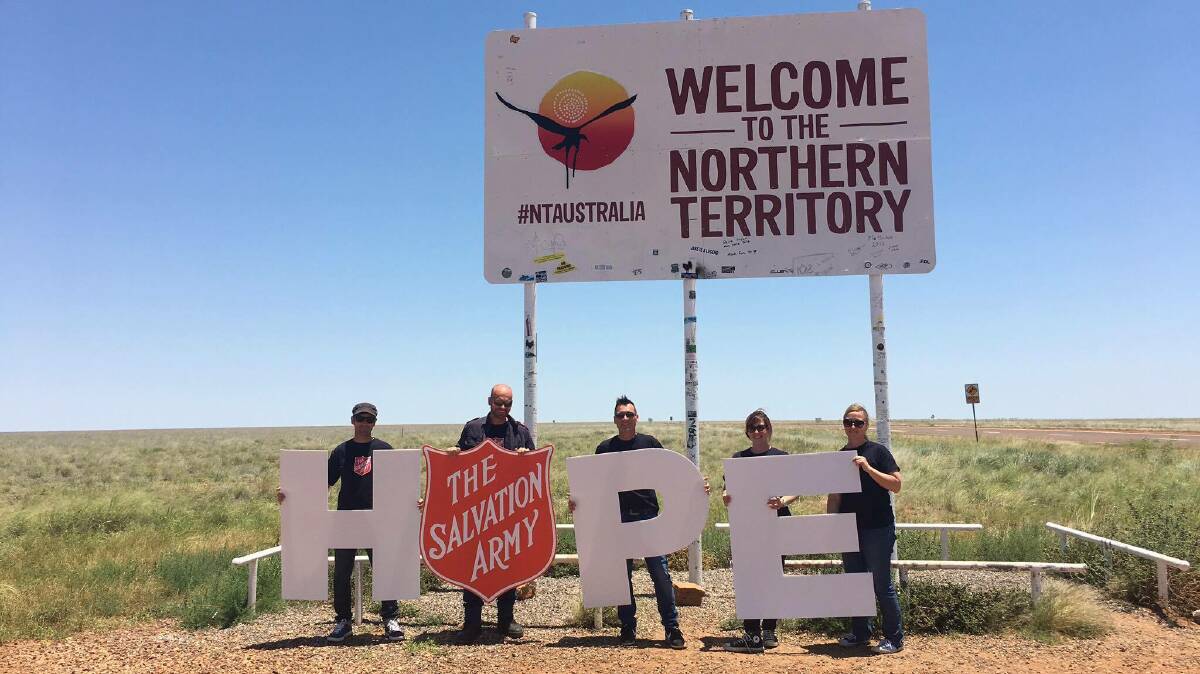The Salvation Army visit the Northern Territory border, with musician Adam Brand. Photo supplied.
