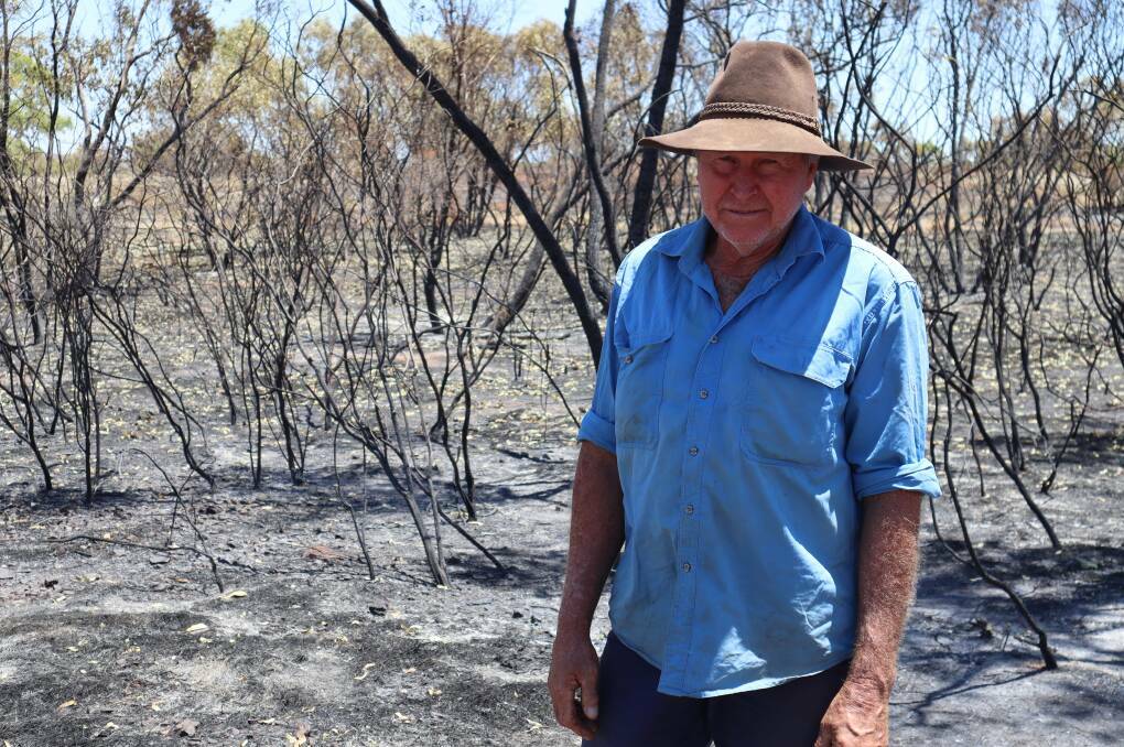 A quarter of Ian Campbell's property has turned to ash following a fire that started on a highway corridor. Photo: Samantha Campbell.