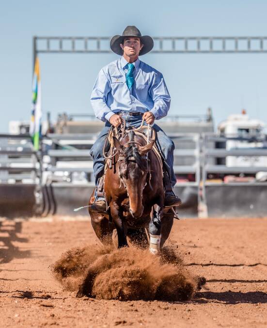 STOP: Morgan Webb riding Contractor, winner of the Curley Cattle Transport Cloncurry
Stockman Challenge 2018. Photo: Jo Thieme Photography.