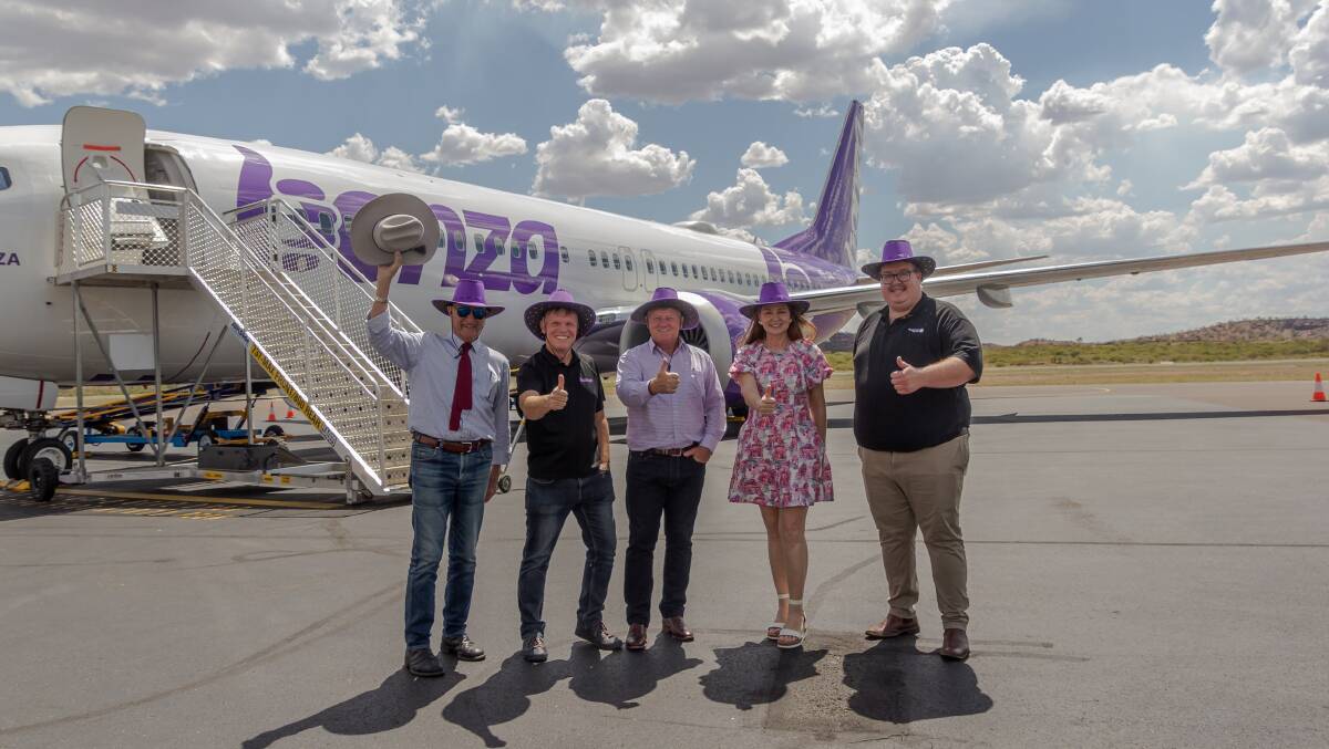 The first Bonza flight from Gold Coast to Mount Isa has taken off. Photo supplied. 